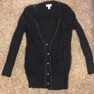 Boyfriend cardigan navy w/ sliver detail szM